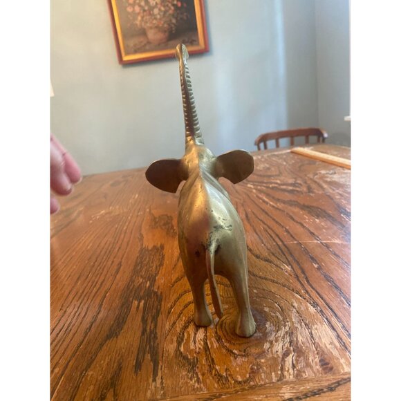 Vintage Solid Brass Elephant Figurine With Raised Trunk - Picture 4 of 6